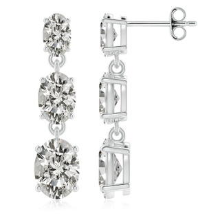 8x6mm KI3 Graduated Oval Diamond Three Stone Earrings in P950 Platinum