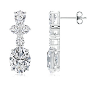 9x7mm HSI2 Oval Diamond Dangle Earrings with Leaf Motifs in P950 Platinum