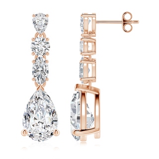 10x6.5mm HSI2 Multi-Shape Diamond Dangle Earrings in Rose Gold