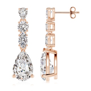 10x6.5mm IJI1I2 Multi-Shape Diamond Dangle Earrings in Rose Gold