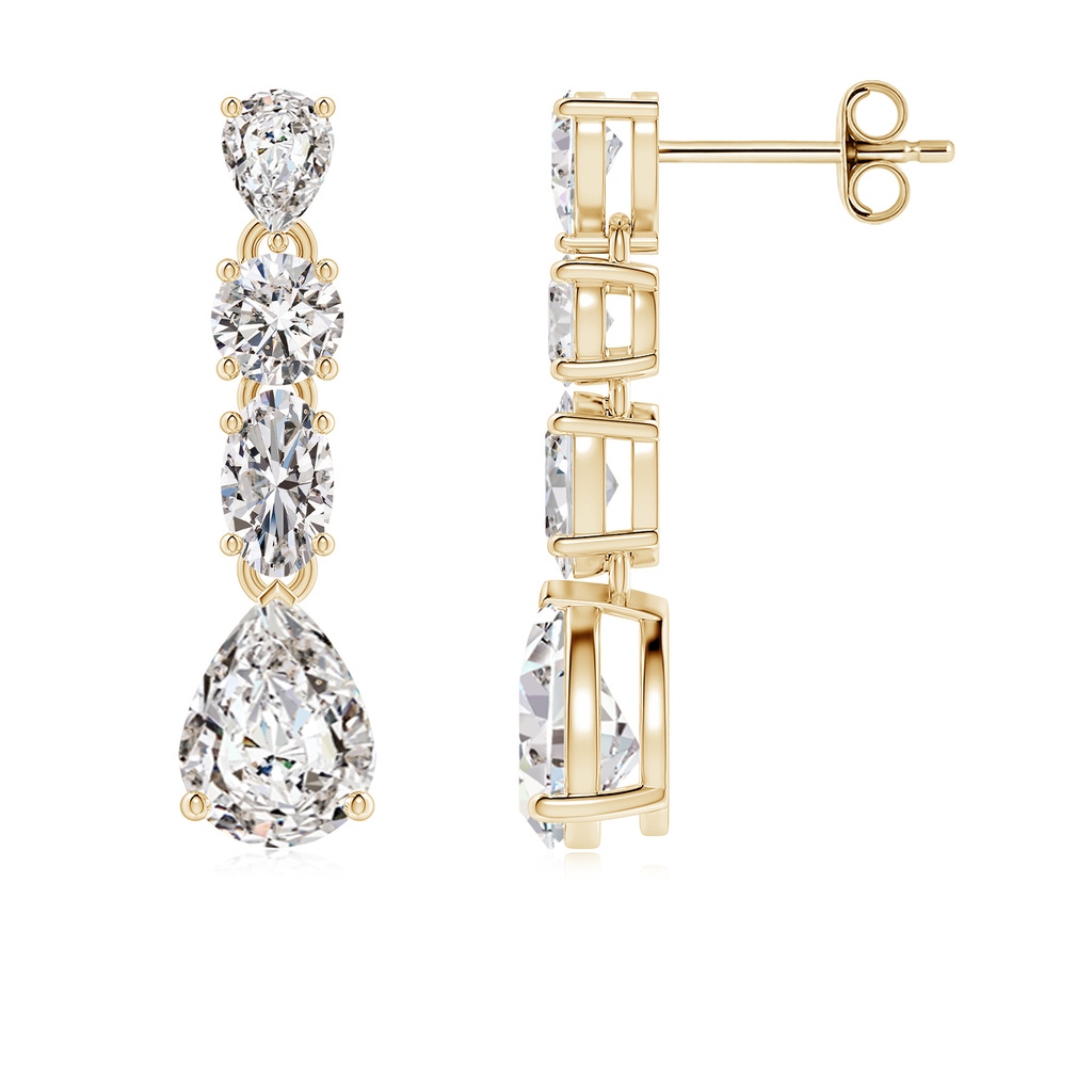 7x5mm IJI1I2 Multi-Shape Diamond Dangle Earrings in Yellow Gold