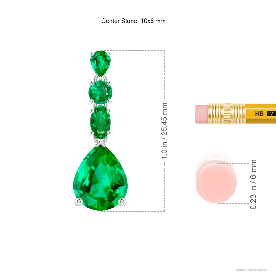 10x8mm AAA Multi-Shape Emerald Dangle Earrings in P950 Platinum ruler