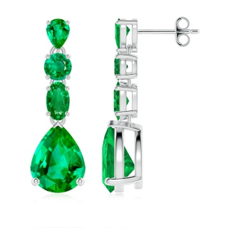 9x7mm AAA Multi-Shape Emerald Dangle Earrings in P950 Platinum