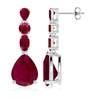 10x8mm A Multi-Shape Ruby Dangle Earrings in P950 Platinum