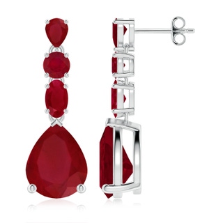 10x8mm AA Multi-Shape Ruby Dangle Earrings in P950 Platinum