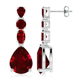 10x8mm AAAA Multi-Shape Ruby Dangle Earrings in P950 Platinum