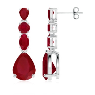 9x7mm AA Multi-Shape Ruby Dangle Earrings in P950 Platinum