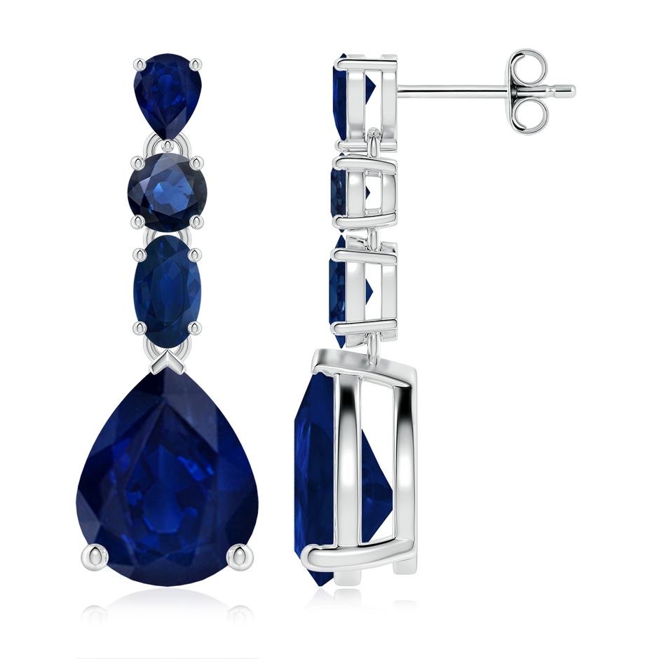 10x8mm AA Multi-Shape Blue Sapphire Dangle Earrings in P950 Platinum 