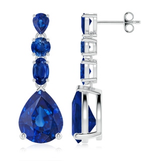 10x8mm AAA Multi-Shape Blue Sapphire Dangle Earrings in P950 Platinum