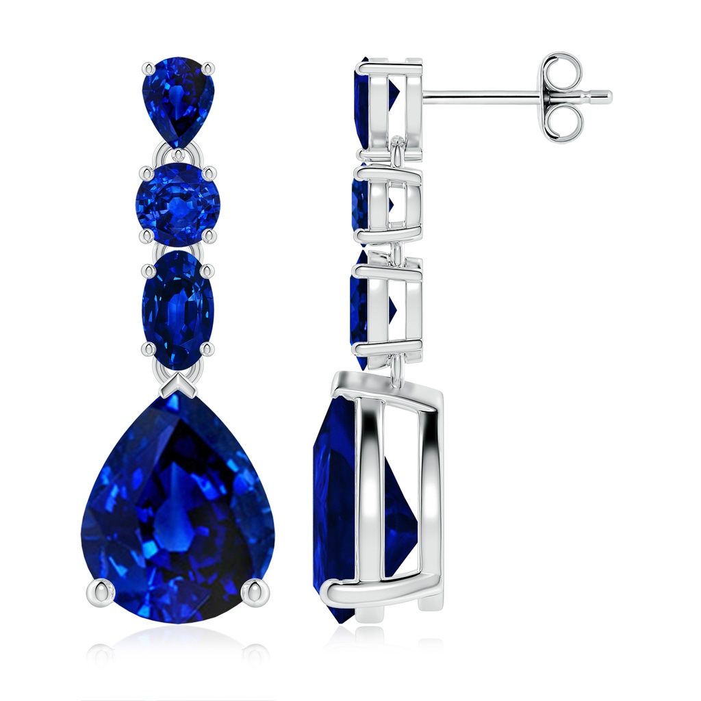 10x8mm Lab-Grown Multi-Shape Blue Sapphire Dangle Earrings in P950 Platinum