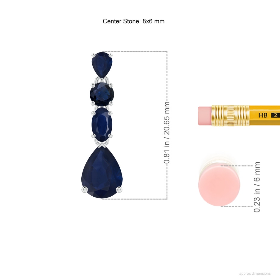 8x6mm A Multi-Shape Blue Sapphire Dangle Earrings in P950 Platinum ruler