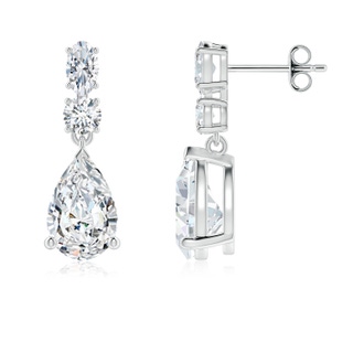 10x6.5mm GVS2 Pear Diamond Dangle Earrings in P950 Platinum