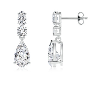 9x5.5mm HSI2 Pear Diamond Dangle Earrings in P950 Platinum