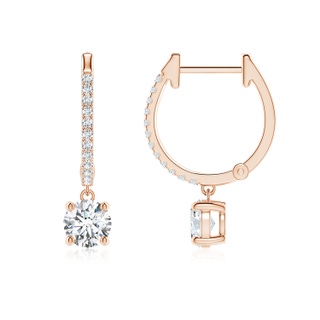 4.9mm GVS2 Round Diamond Hoop Drop Earrings with Accents in 18K Rose Gold