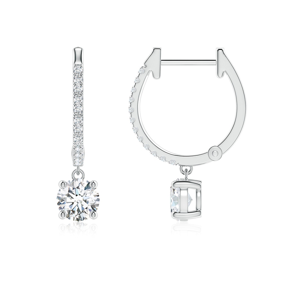 4.9mm GVS2 Round Diamond Hoop Drop Earrings with Accents in P950 Platinum 