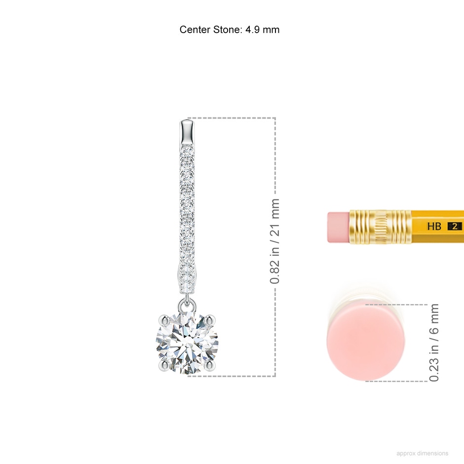 4.9mm GVS2 Round Diamond Hoop Drop Earrings with Accents in P950 Platinum ruler