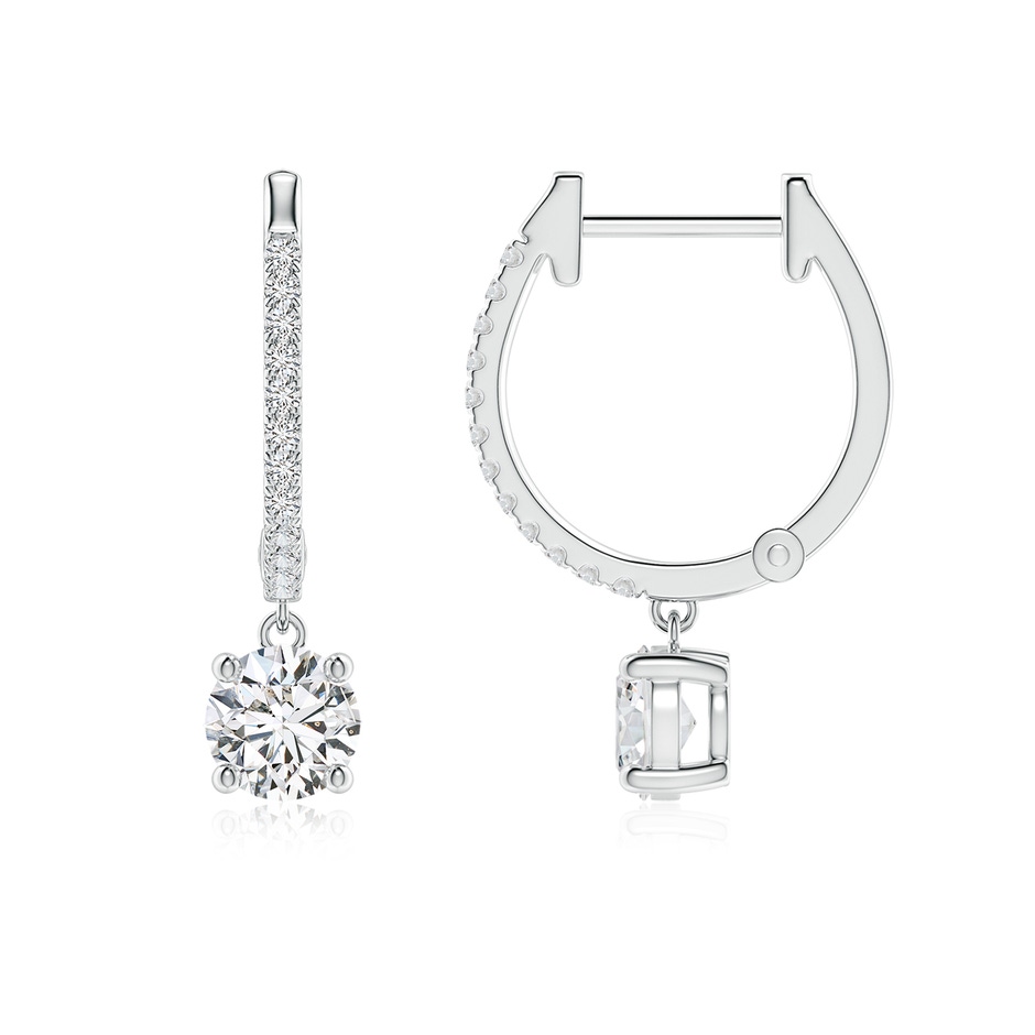 4.9mm HSI2 Round Diamond Hoop Drop Earrings with Accents in White Gold 