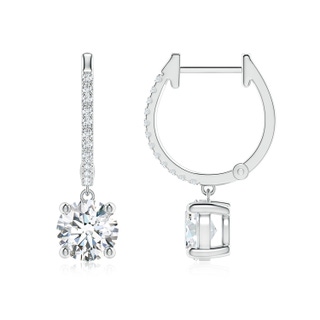 6.3mm GVS2 Round Diamond Hoop Drop Earrings with Accents in P950 Platinum