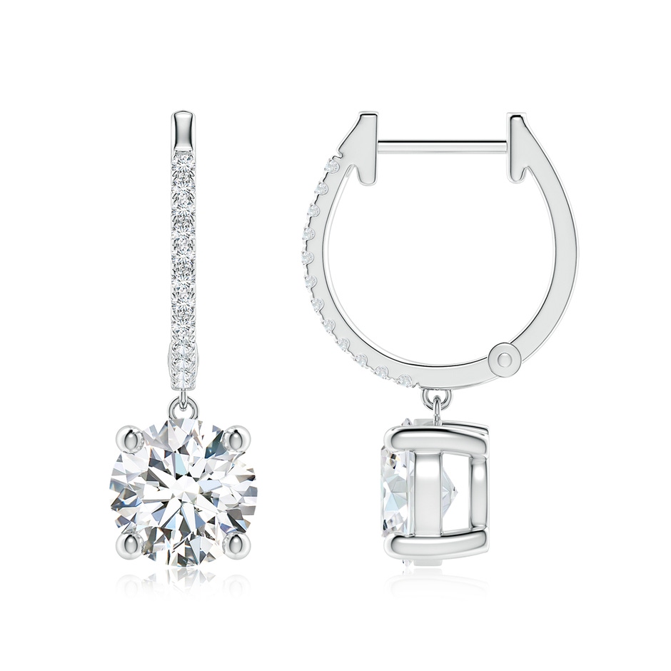 7.2mm GVS2 Round Diamond Hoop Drop Earrings with Accents in P950 Platinum 