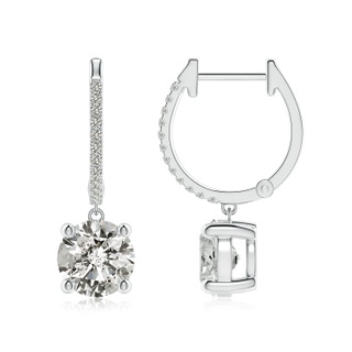 7.2mm KI3 Round Diamond Hoop Drop Earrings with Accents in P950 Platinum