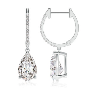 10x6.5mm IJI1I2 Pear Diamond Hoop Drop Earrings with Accents in P950 Platinum