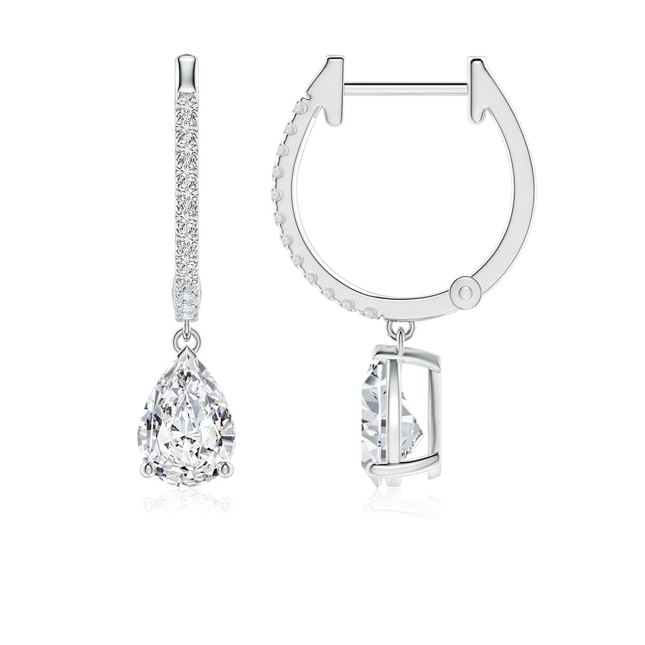 7x5mm HSI2 Pear Diamond Hoop Drop Earrings with Accents in White Gold 