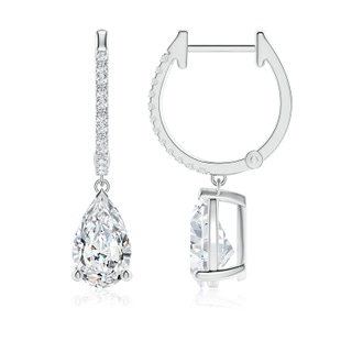 9x5.5mm GVS2 Pear Diamond Hoop Drop Earrings with Accents in P950 Platinum