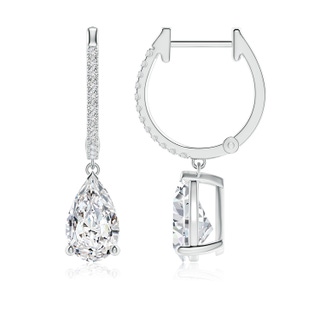 9x5.5mm HSI2 Pear Diamond Hoop Drop Earrings with Accents in P950 Platinum