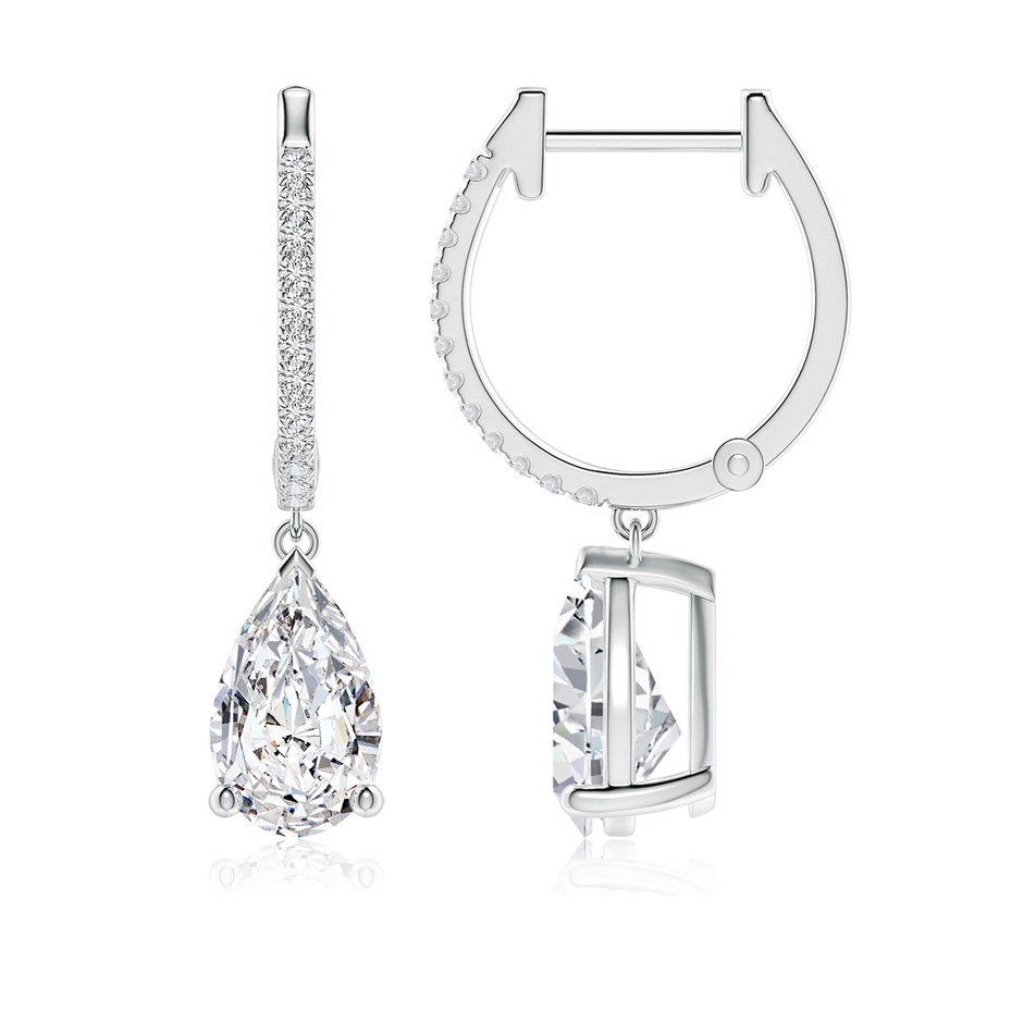 9x5.5mm HSI2 Pear Diamond Hoop Drop Earrings with Accents in White Gold 