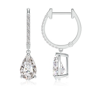 9x5.5mm IJI1I2 Pear Diamond Hoop Drop Earrings with Accents in P950 Platinum