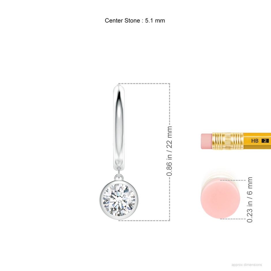 5.1mm GVS2 Round Diamond Hoop Drop Earrings in P950 Platinum ruler