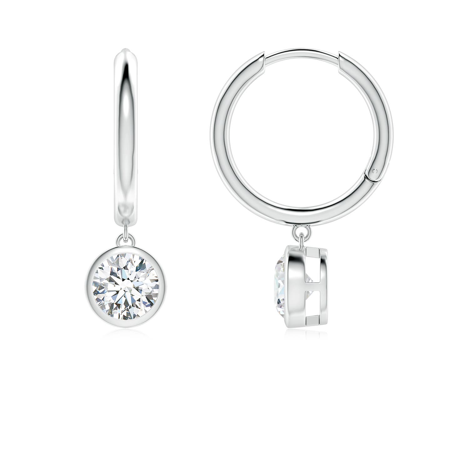 5.1mm GVS2 Round Diamond Hoop Drop Earrings in White Gold