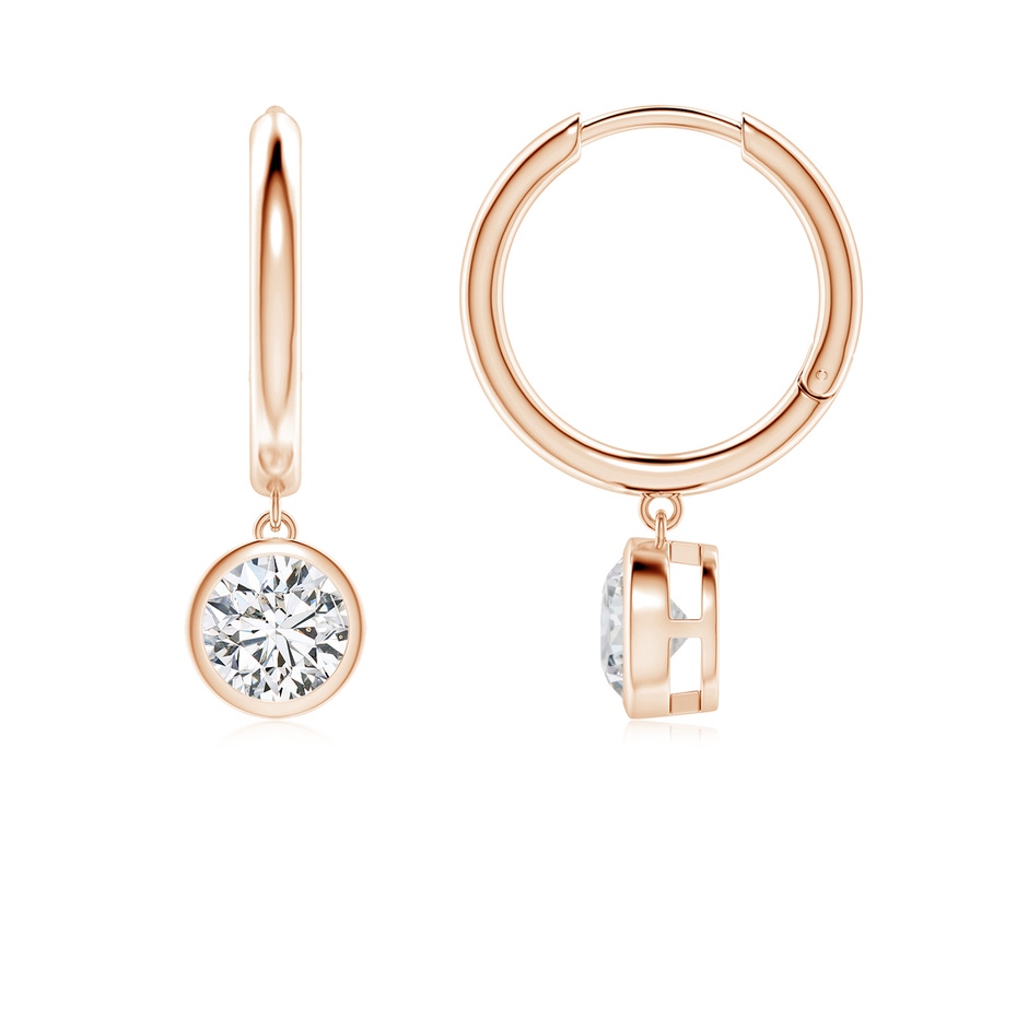 5.1mm HSI2 Round Diamond Hoop Drop Earrings in 18K Rose Gold 