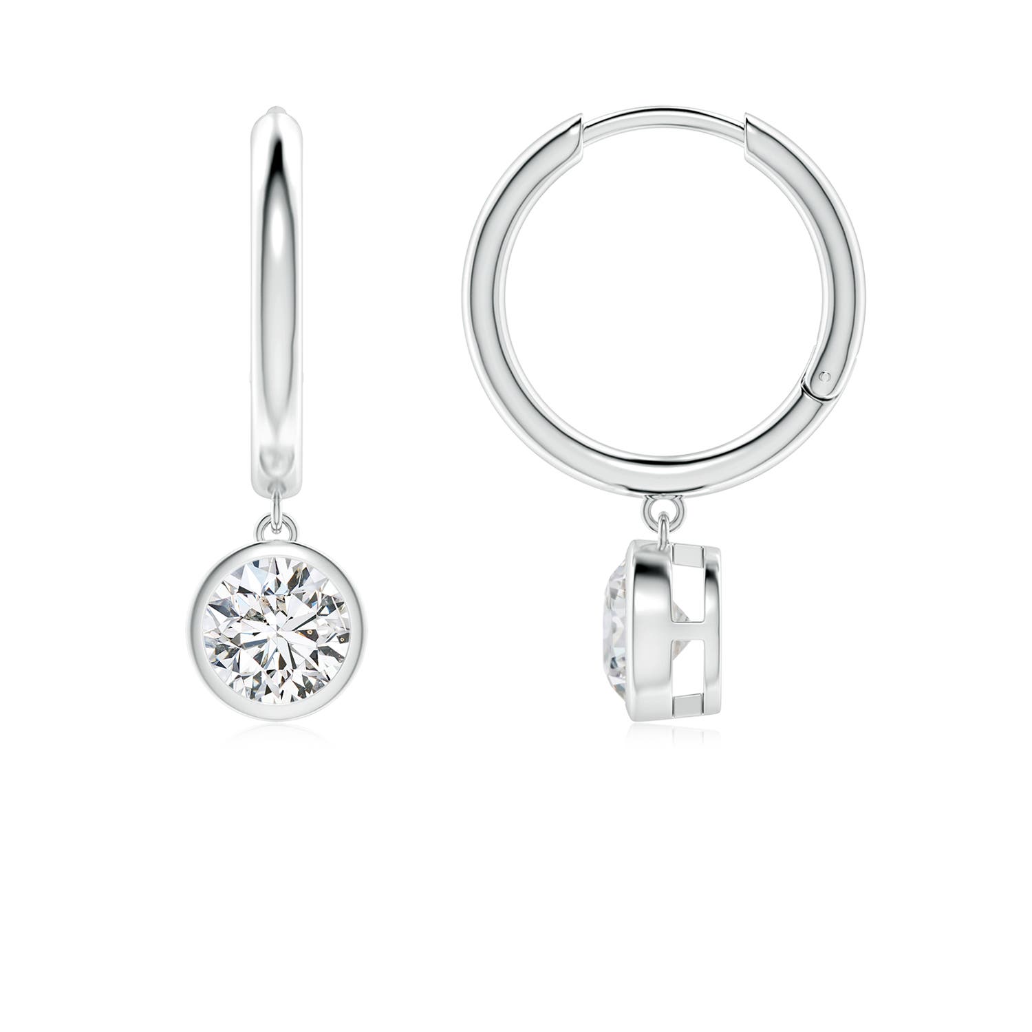 5.1mm HSI2 Round Diamond Hoop Drop Earrings in 18CT White Gold