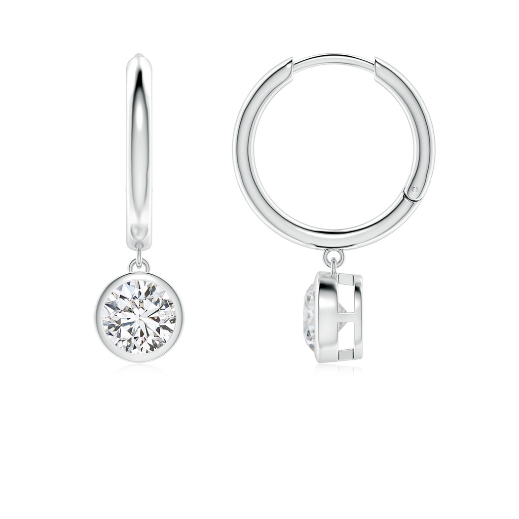 5.1mm HSI2 Round Diamond Hoop Drop Earrings in White Gold