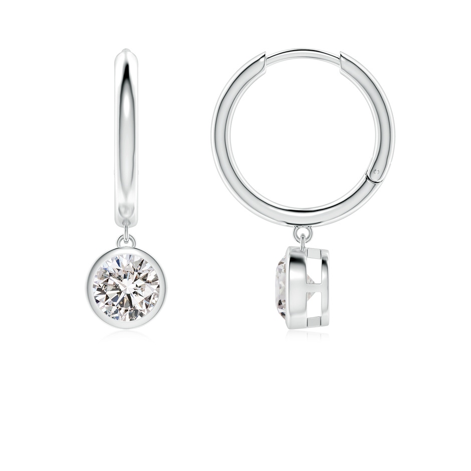 5.1mm IJI1I2 Round Diamond Hoop Drop Earrings in 18K White Gold 
