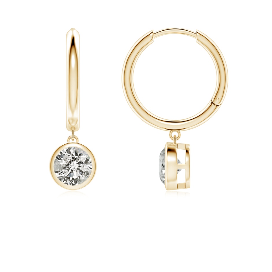 5.1mm KI3 Round Diamond Hoop Drop Earrings in Yellow Gold 