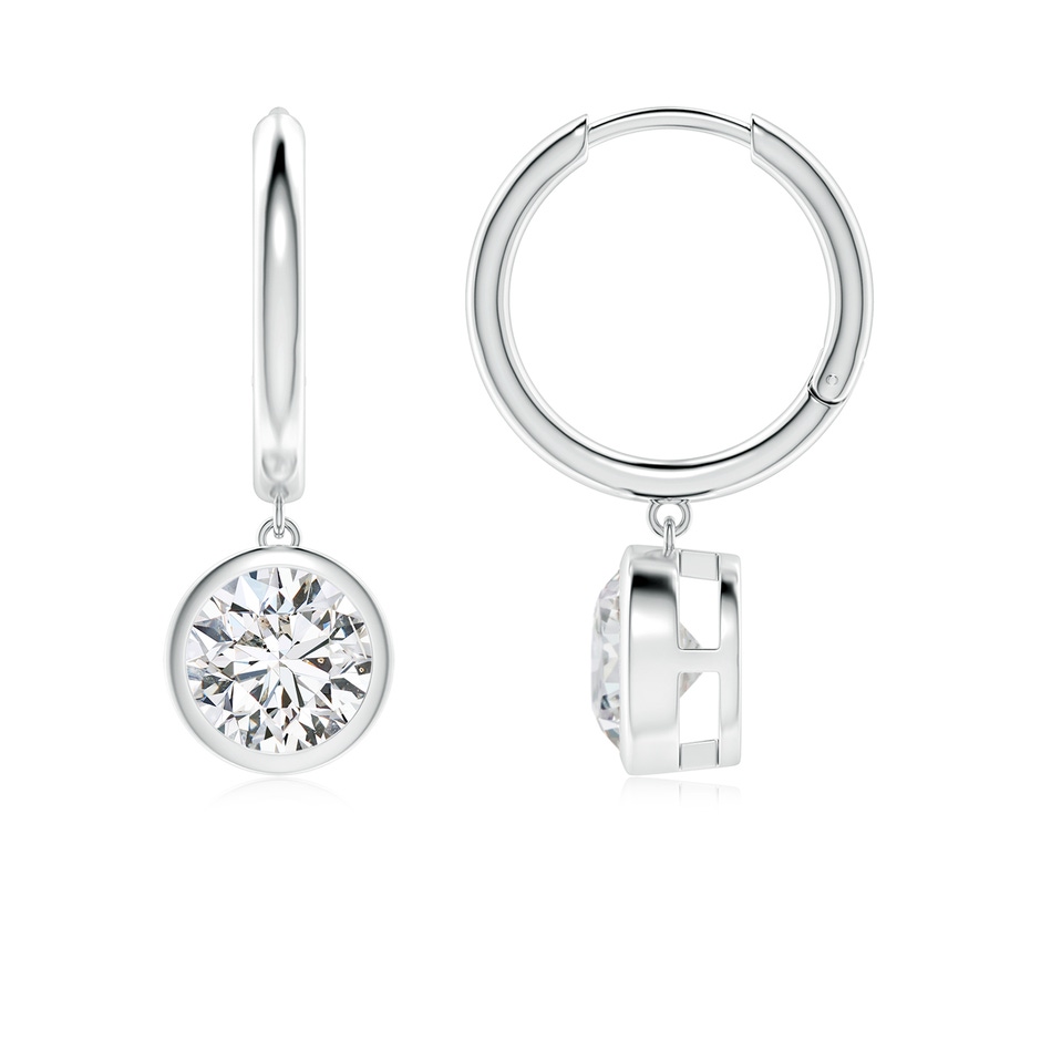 6.4mm HSI2 Round Diamond Hoop Drop Earrings in P950 Platinum 
