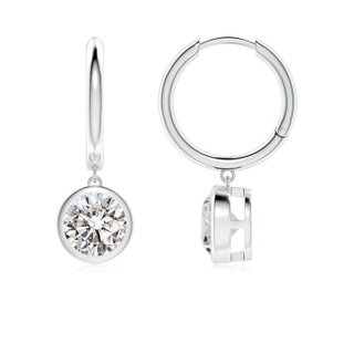 6.4mm IJI1I2 Round Diamond Hoop Drop Earrings in P950 Platinum