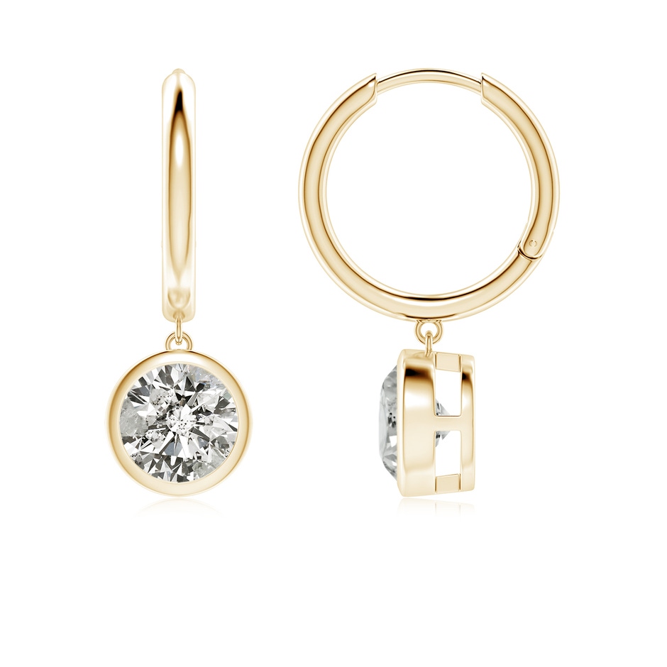 6.4mm KI3 Round Diamond Hoop Drop Earrings in Yellow Gold 