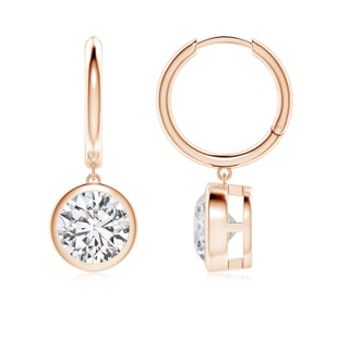 7.4mm HSI2 Round Diamond Hoop Drop Earrings in 18K Rose Gold