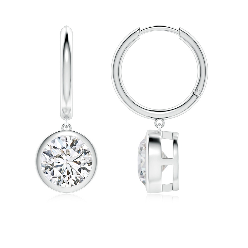 7.4mm HSI2 Round Diamond Hoop Drop Earrings in White Gold 