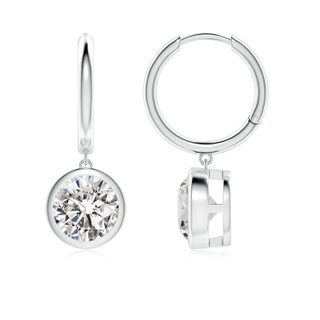 7.4mm IJI1I2 Round Diamond Hoop Drop Earrings in P950 Platinum