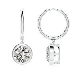 7.4mm KI3 Round Diamond Hoop Drop Earrings in P950 Platinum
