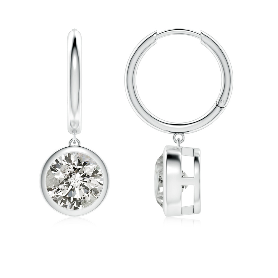 7.4mm KI3 Round Diamond Hoop Drop Earrings in P950 Platinum 