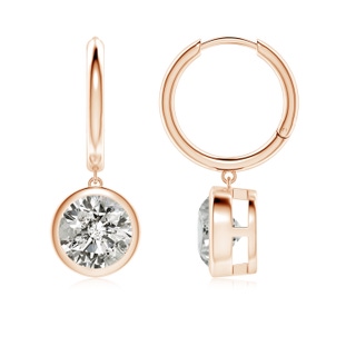 7.4mm KI3 Round Diamond Hoop Drop Earrings in Rose Gold