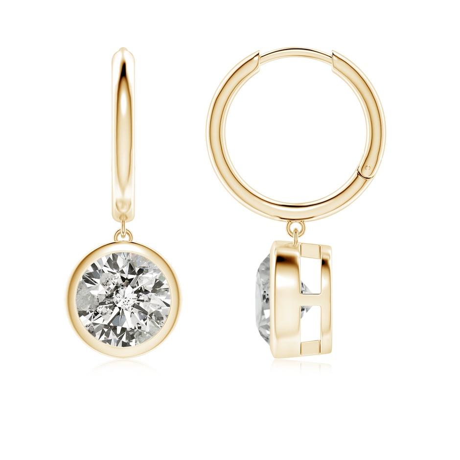 7.4mm KI3 Round Diamond Hoop Drop Earrings in Yellow Gold 