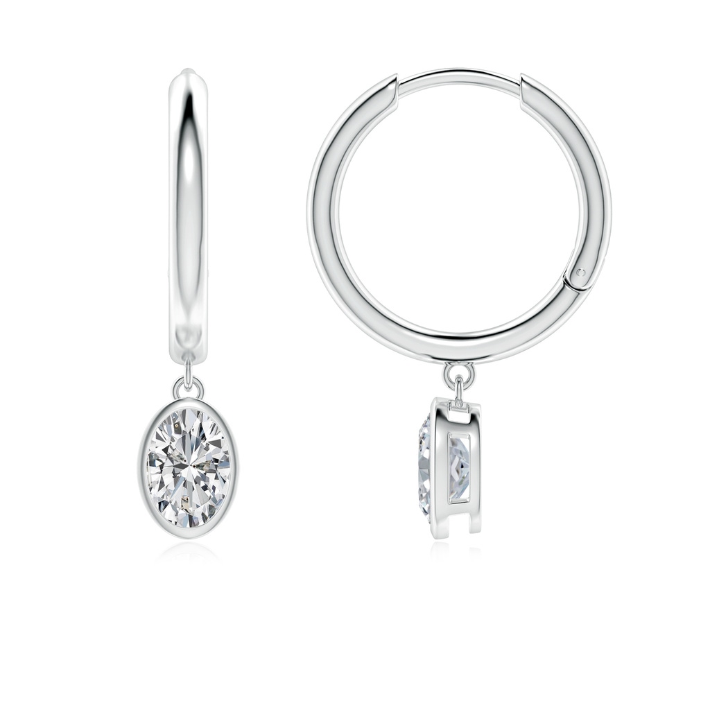 6.5x4.5mm HSI2 Oval Diamond Hoop Drop Earrings in White Gold