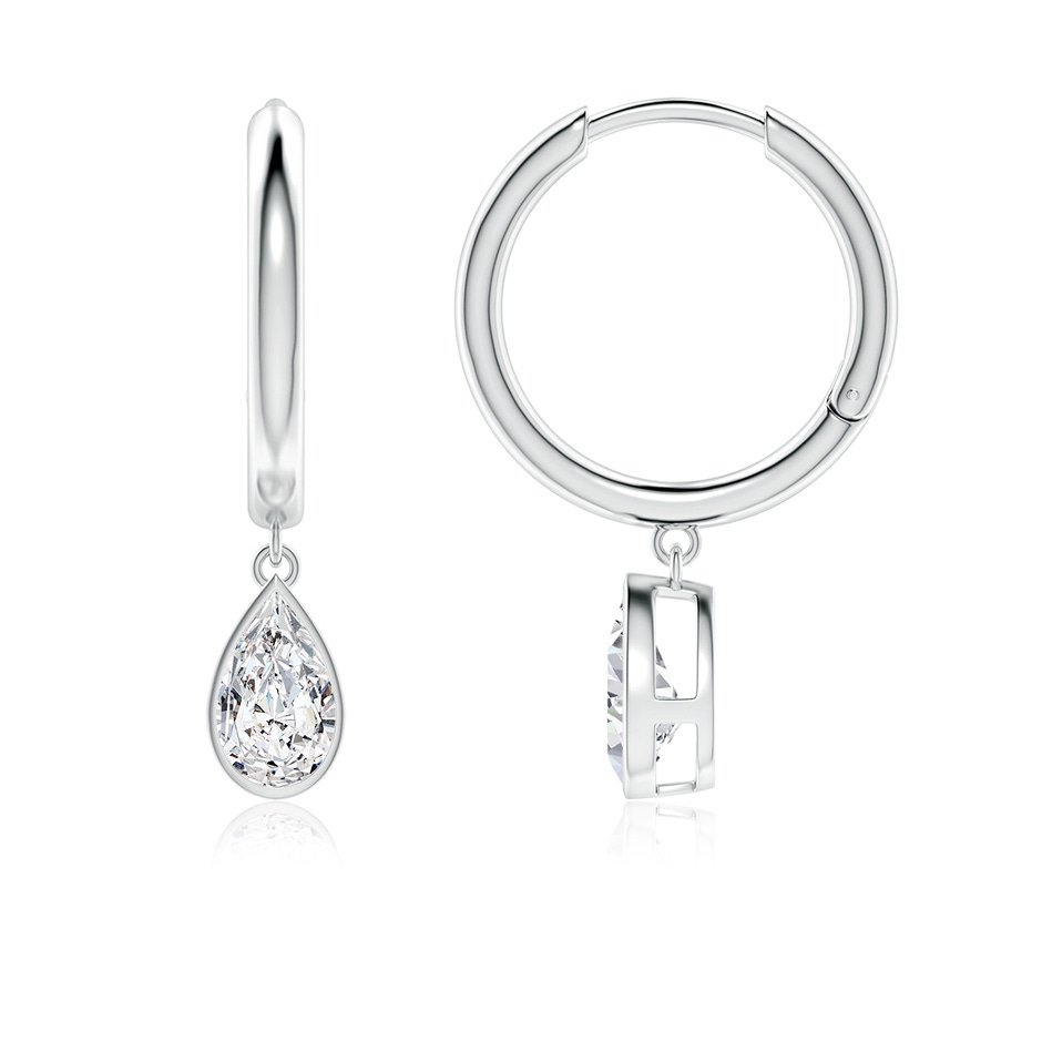 8x5mm HSI2 Pear-Shaped Diamond Hoop Drop Earrings in White Gold 