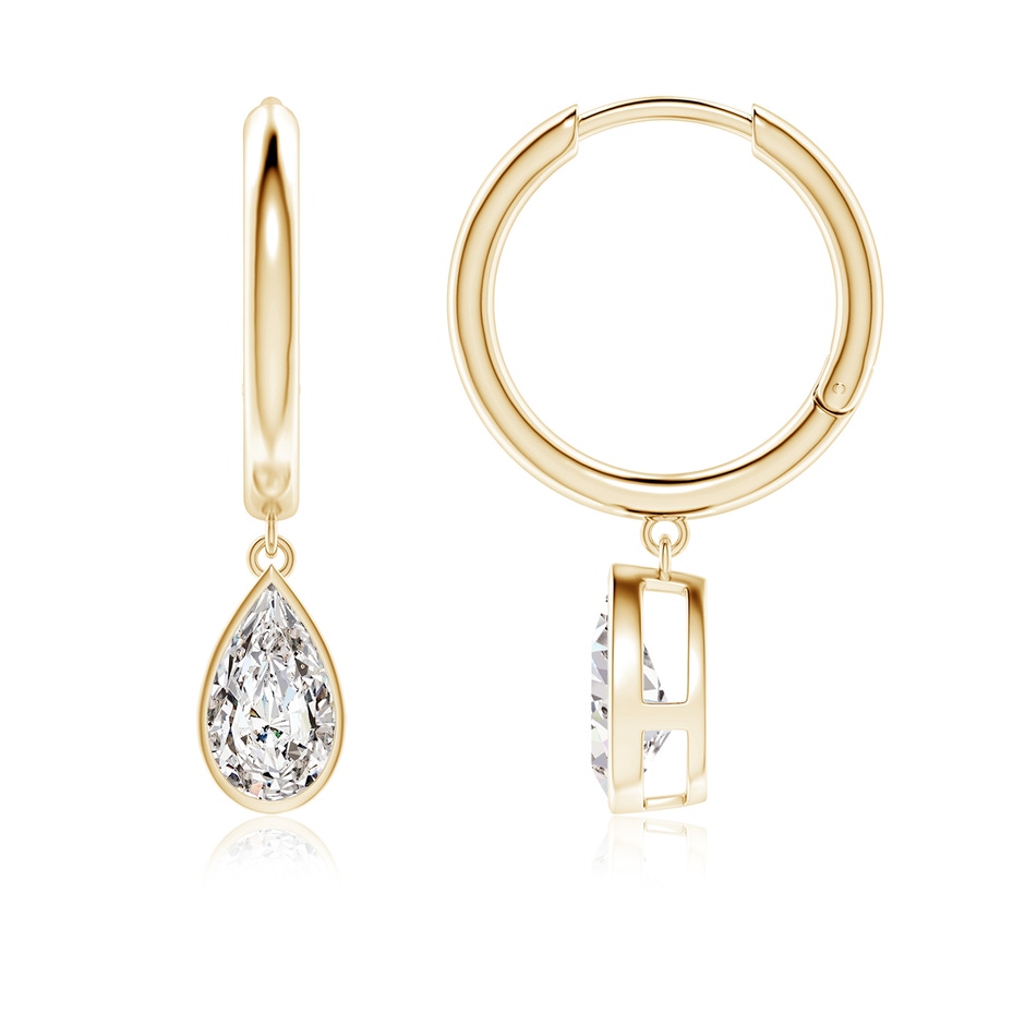 9x5.5mm IJI1I2 Pear-Shaped Diamond Hoop Drop Earrings in Yellow Gold 